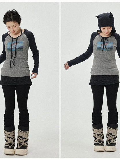 Devil Betta Earth Print Drop Shoulder Tee