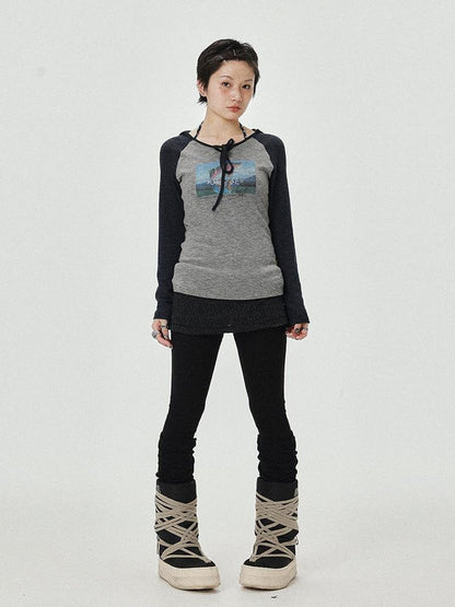 Achihara Devil Betta Earth Print Drop Shoulder Tee