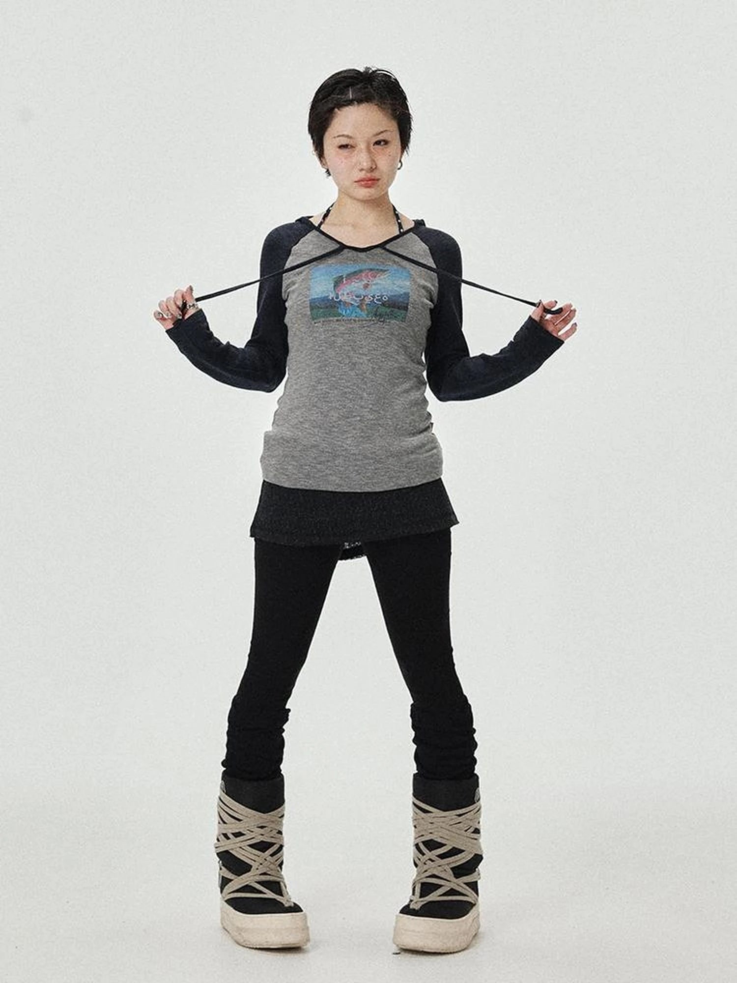 Devil Betta Earth Print Drop Shoulder Tee
