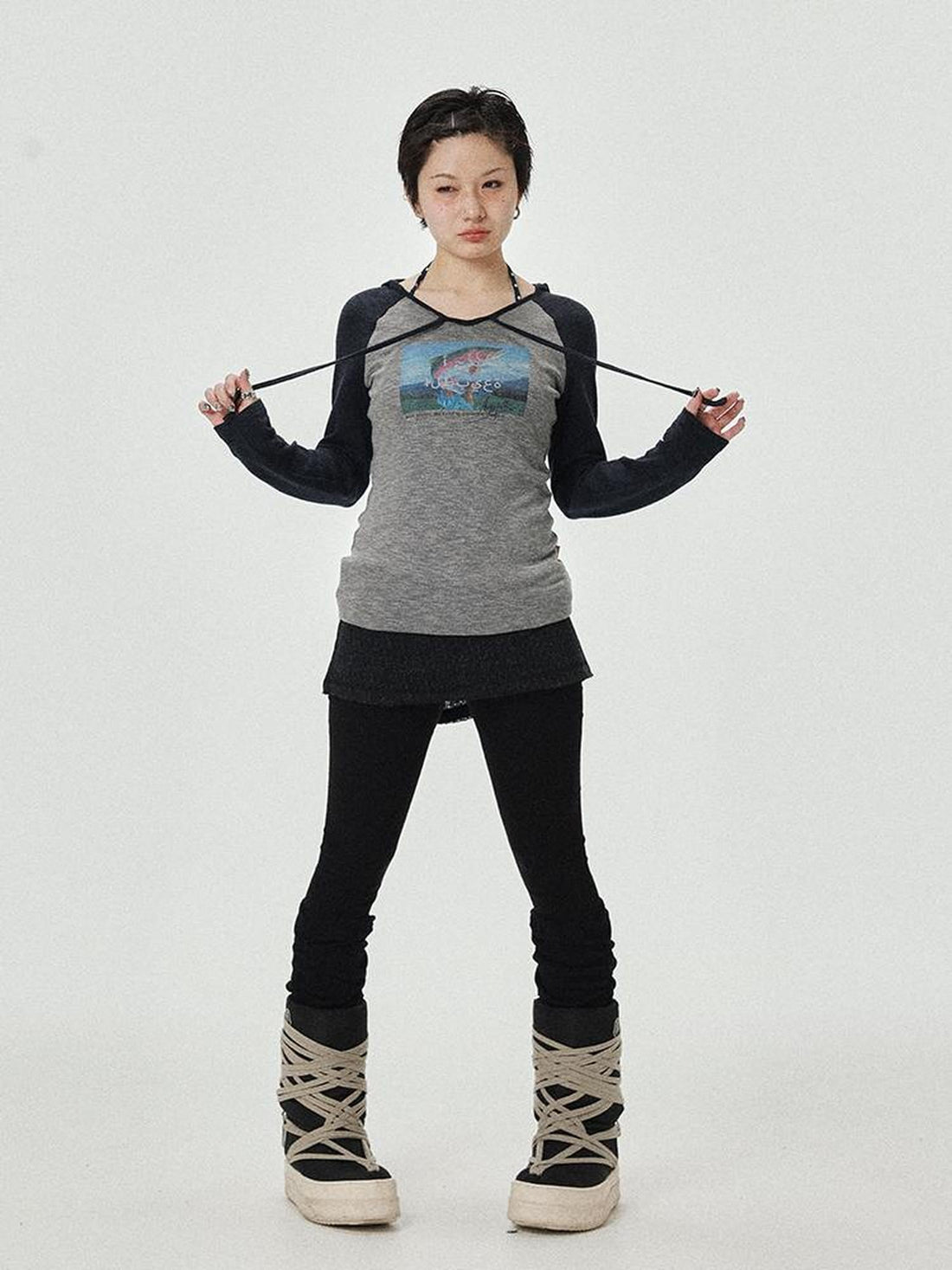 Achihara Devil Betta Earth Print Drop Shoulder Tee