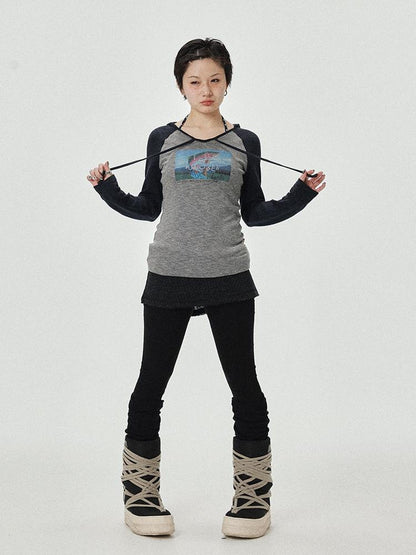 Achihara Devil Betta Earth Print Drop Shoulder Tee