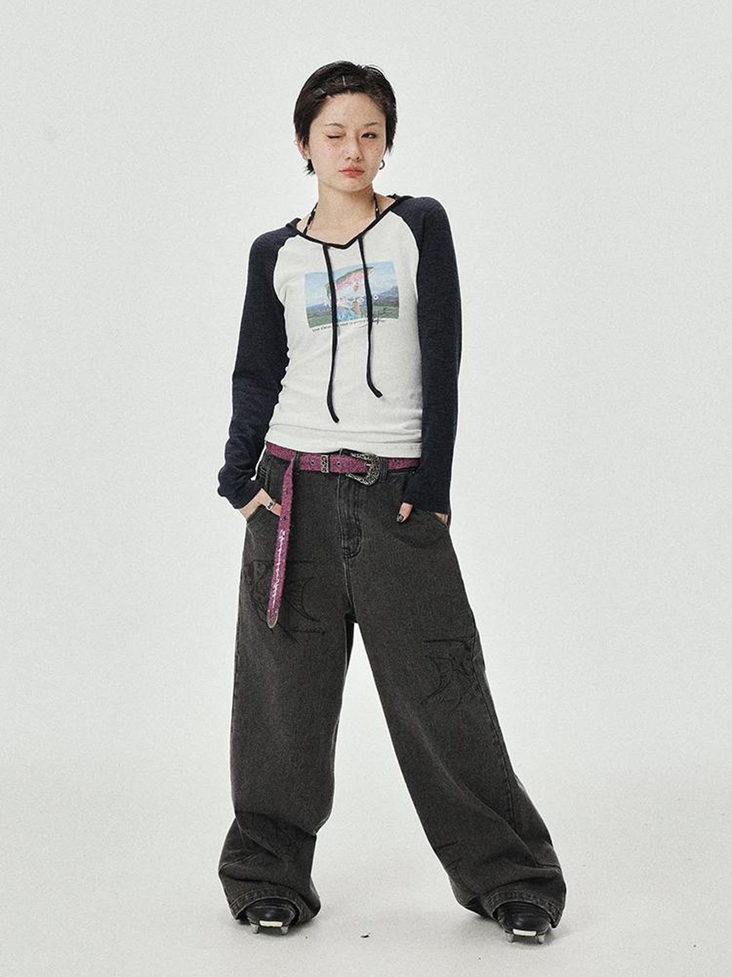 Achihara Devil Betta Earth Print Drop Shoulder Tee