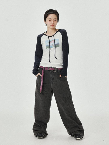 Achihara Devil Betta Earth Print Drop Shoulder Tee