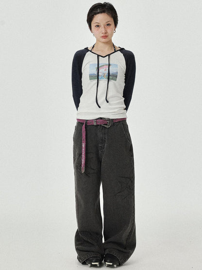 Achihara Devil Betta Earth Print Drop Shoulder Tee