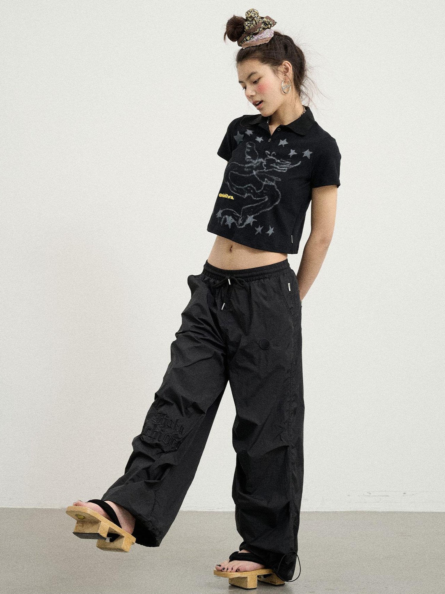 Achihara Digital Dragon Polo Tee V-neck T-shirt Long-Sleeve
