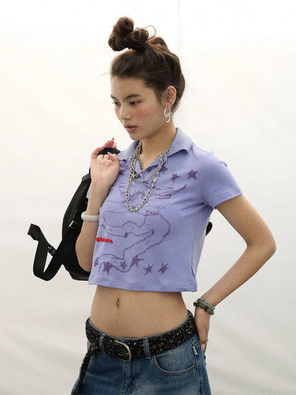 Digital Dragon Polo Tee V-neck T-shirt Long-Sleeve