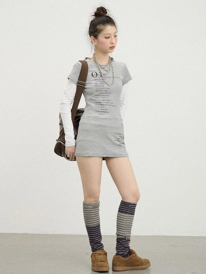 Distorted Pixel Stripe V Neck T Shirt Long Sleeve