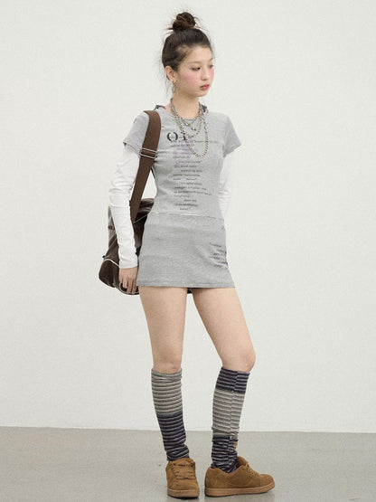 Achihara Distorted Pixel Stripe V Neck T Shirt Long Sleeve