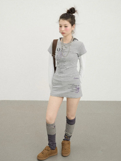 Distorted Pixel Stripe V Neck T Shirt Long Sleeve
