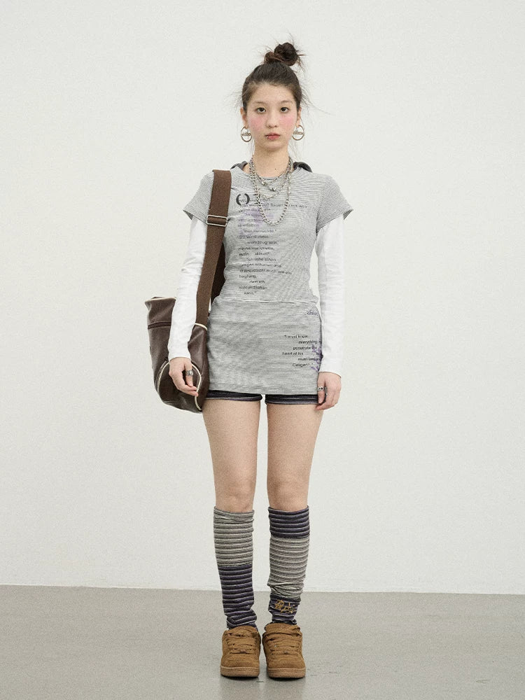 Achihara Distorted Pixel Stripe V Neck T Shirt Long Sleeve-5