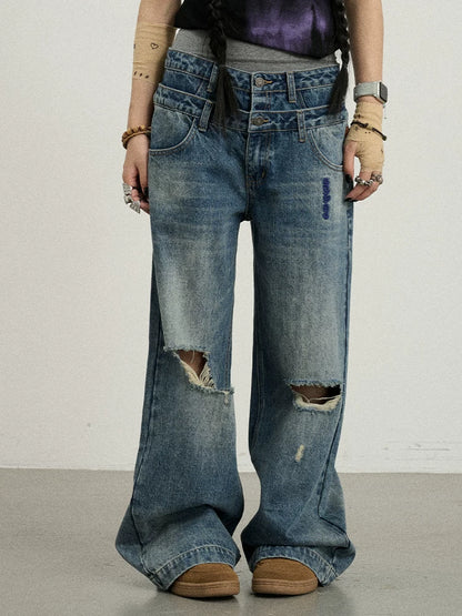 Achihara Double-Decker Distressed Jeans-1