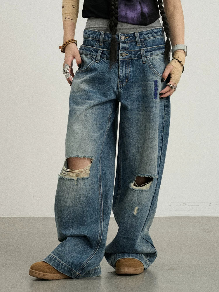 Achihara Double-Decker Distressed Jeans-2