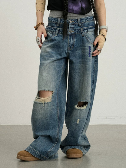 Achihara Double-Decker Distressed Jeans-2