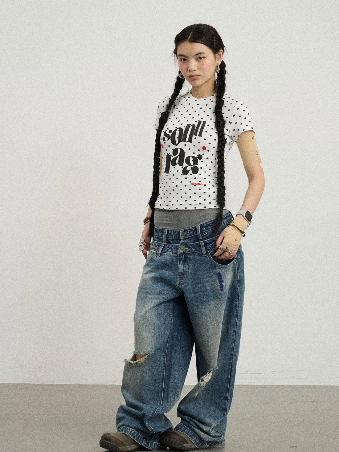 Double-Decker Distressed Jeans