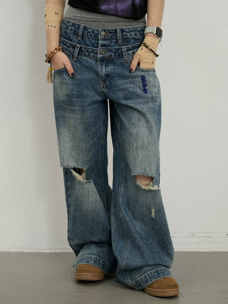 Achihara Double-Decker Distressed Jeans-3