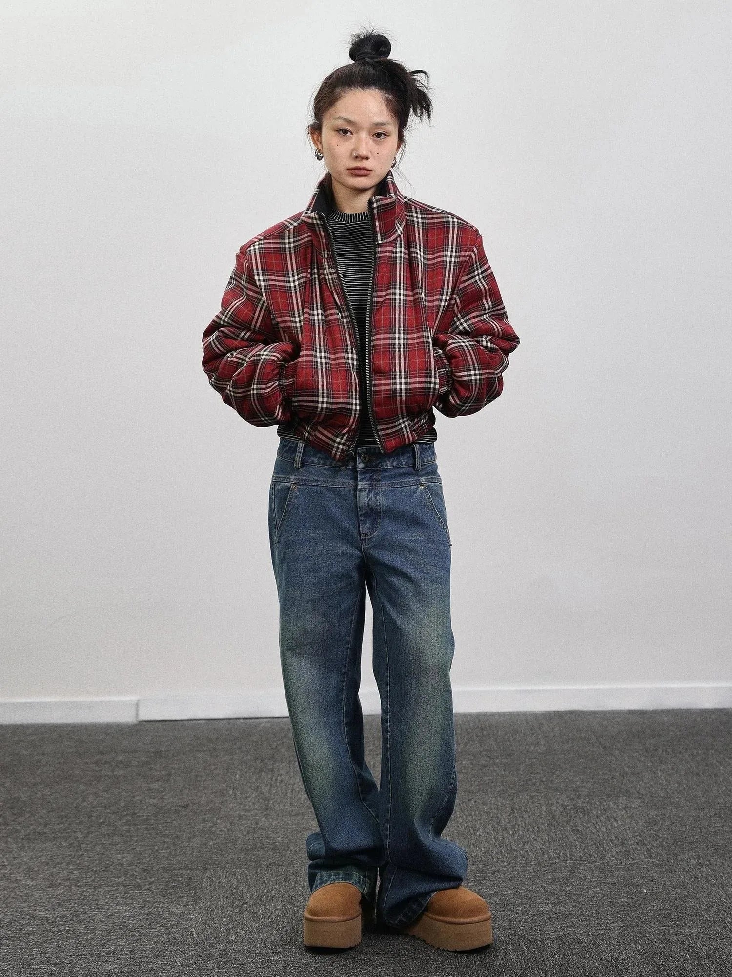 Double Face Plaid Quilted Jacket