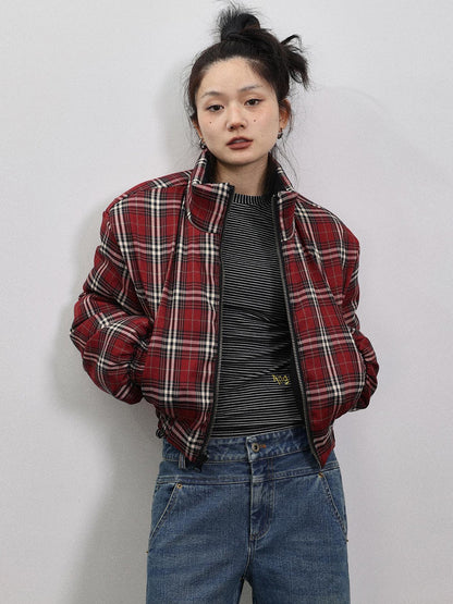 Achihara Double Face Plaid Quilted Jacket