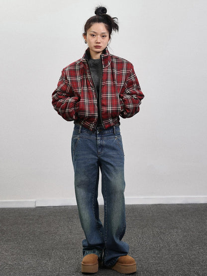 Achihara Double Face Plaid Quilted Jacket