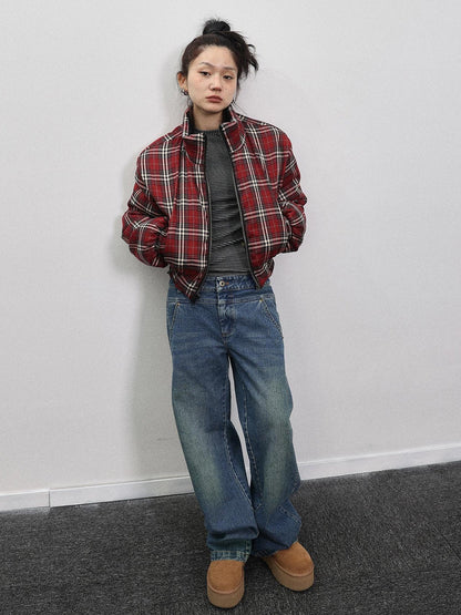 Achihara Double Face Plaid Quilted Jacket