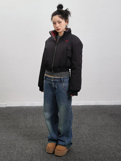 Achihara Double Face Plaid Quilted Jacket