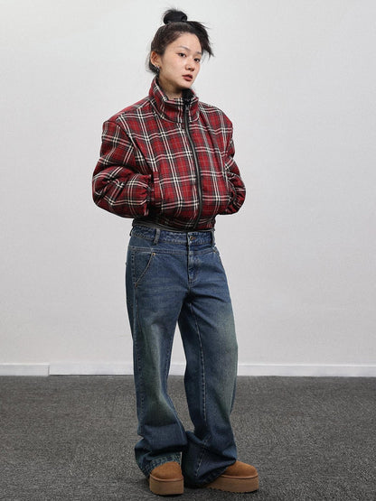 Achihara Double Face Plaid Quilted Jacket