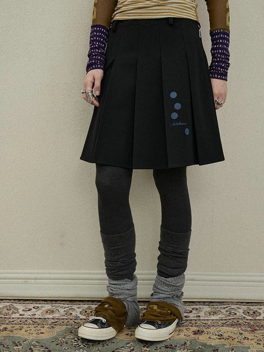 Double Sided Pleated Skirt With Print