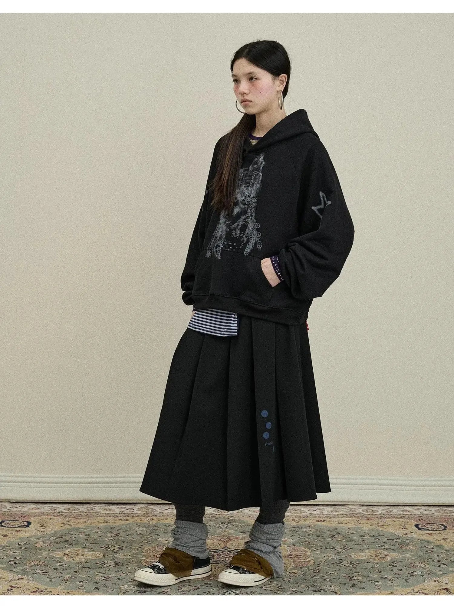 Double Sided Pleated Skirt With Print