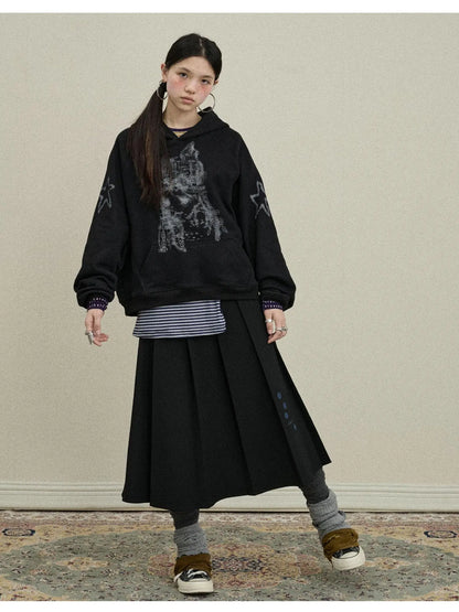 Double Sided Pleated Skirt With Print