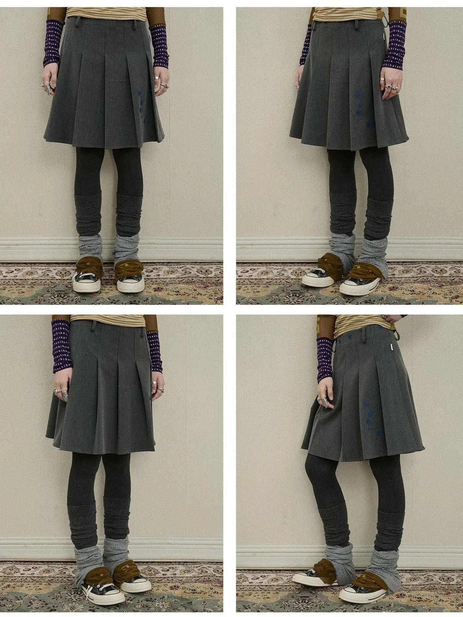 Double Sided Pleated Skirt With Print