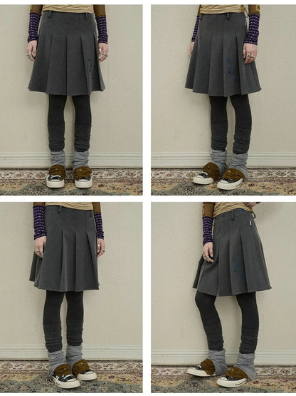 Double Sided Pleated Skirt With Print