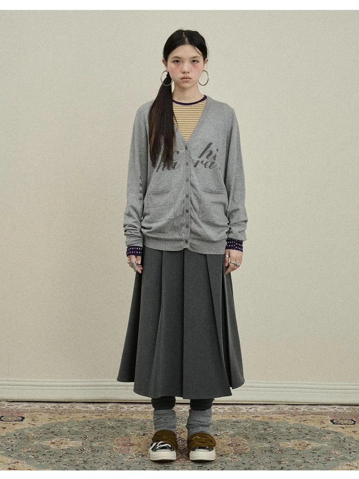 Double Sided Pleated Skirt With Print