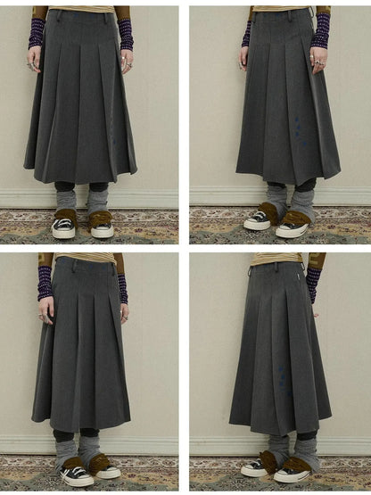 Double Sided Pleated Skirt With Print