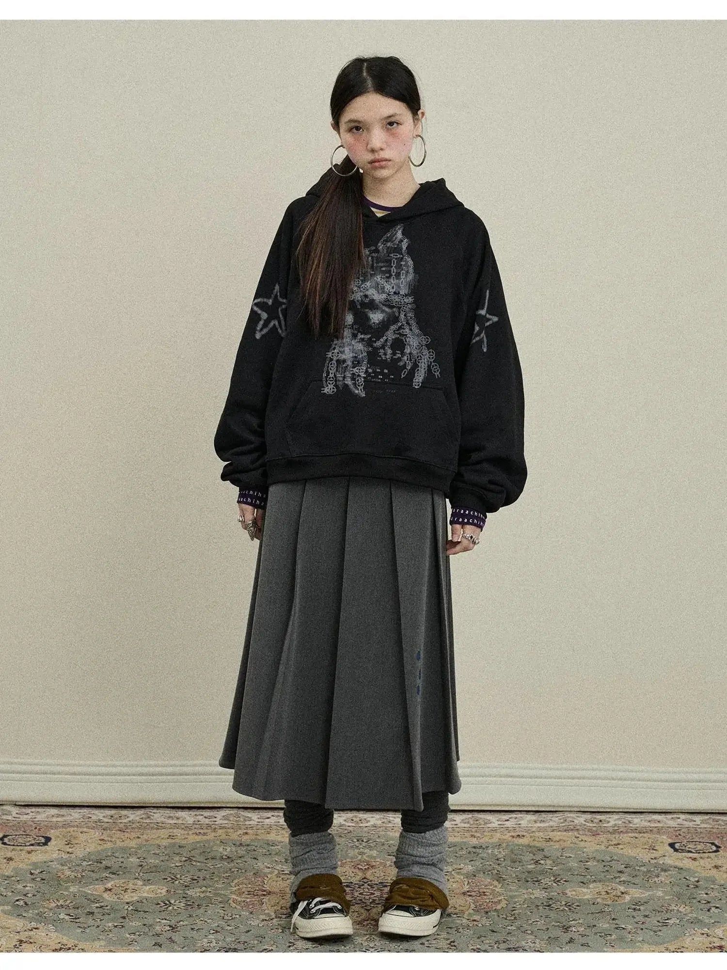 Double Sided Pleated Skirt With Print