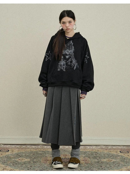 Double Sided Pleated Skirt With Print