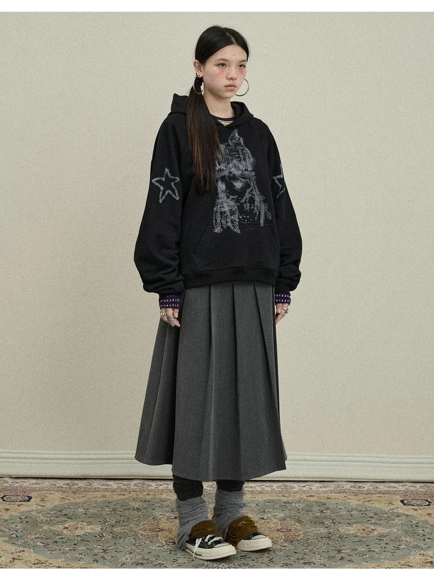 Double Sided Pleated Skirt With Print