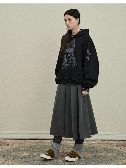 Double Sided Pleated Skirt With Print