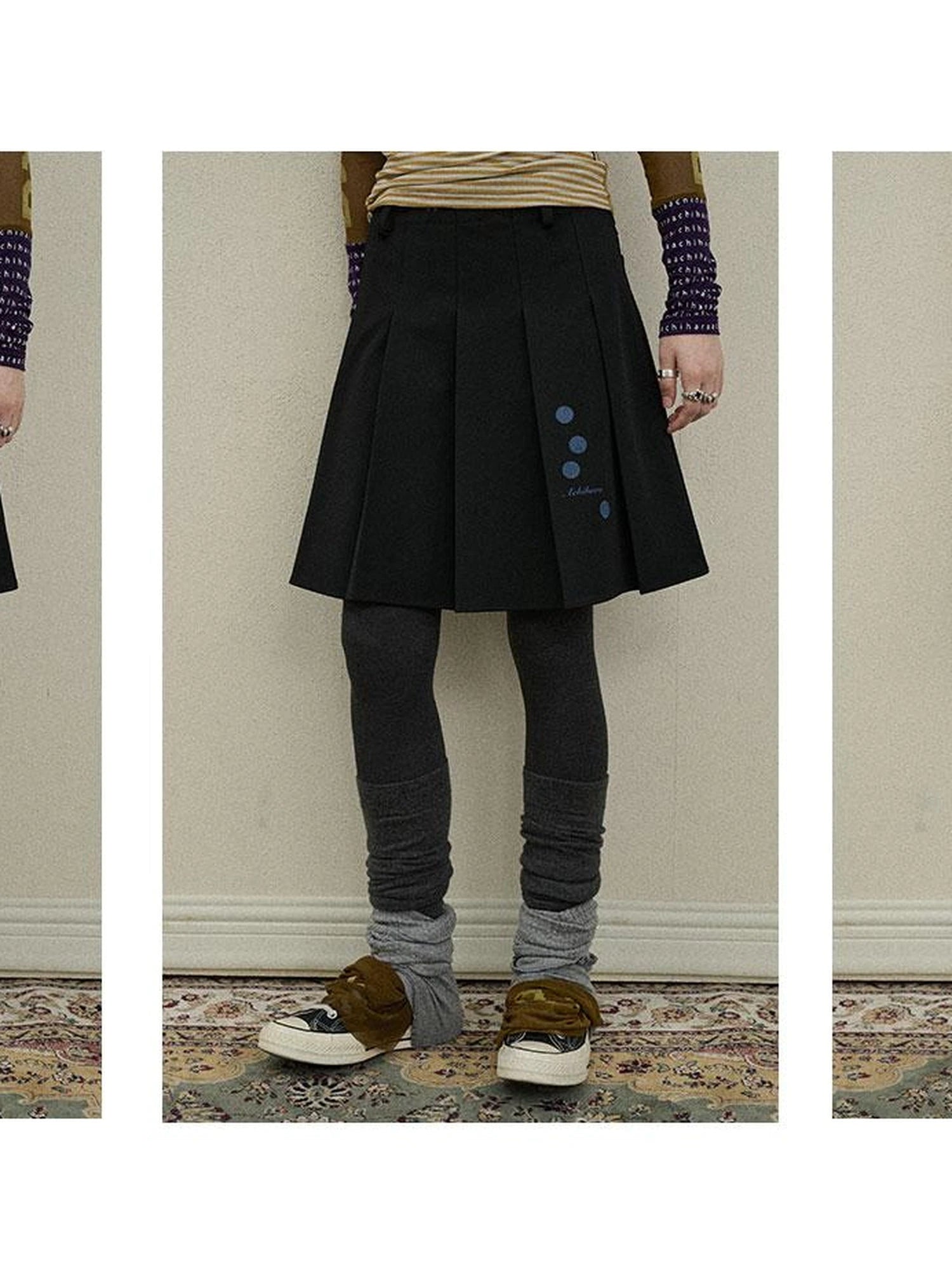 Double Sided Pleated Skirt With Print