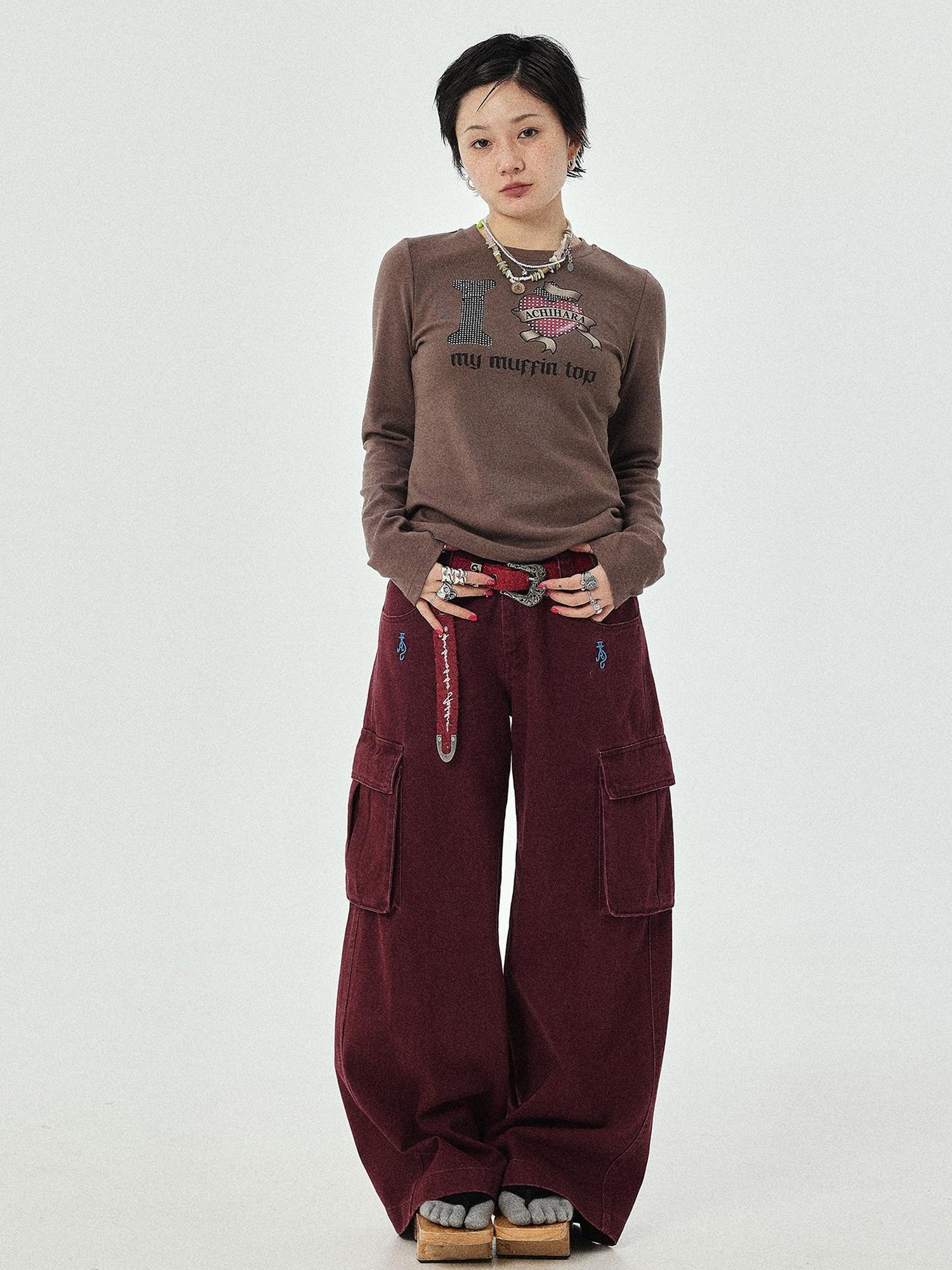 Achihara Dragon Oracle Trousers Embroidered Wide Leg Denim Pants