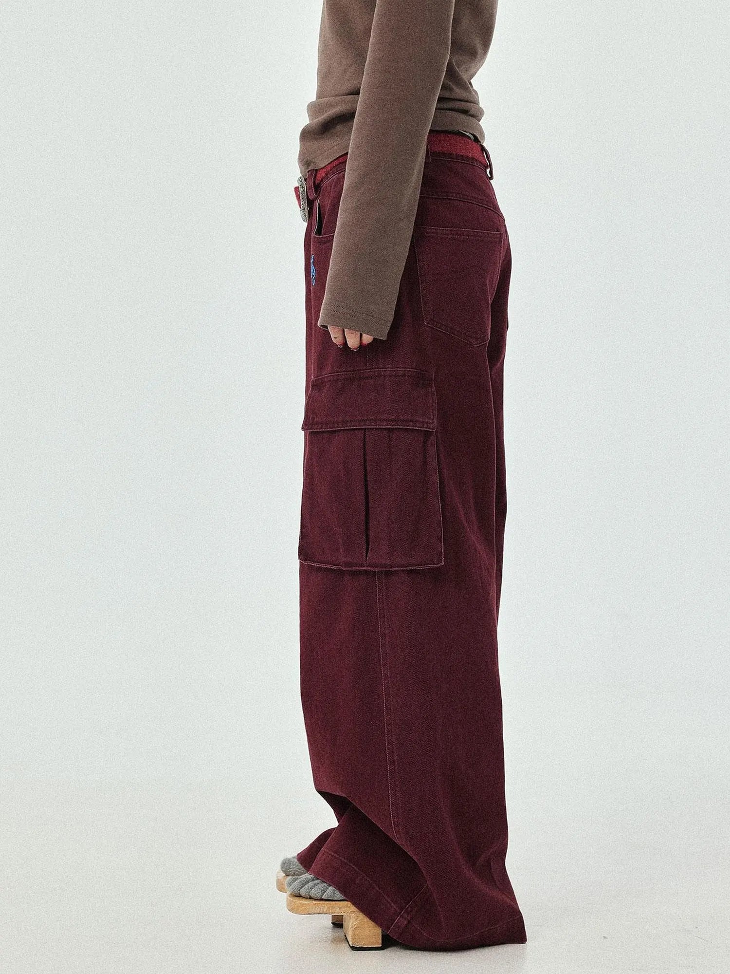 Dragon Oracle Trousers Embroidered Wide Leg Denim Pants