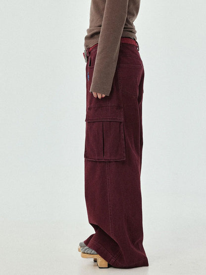 Dragon Oracle Trousers Embroidered Wide Leg Denim Pants
