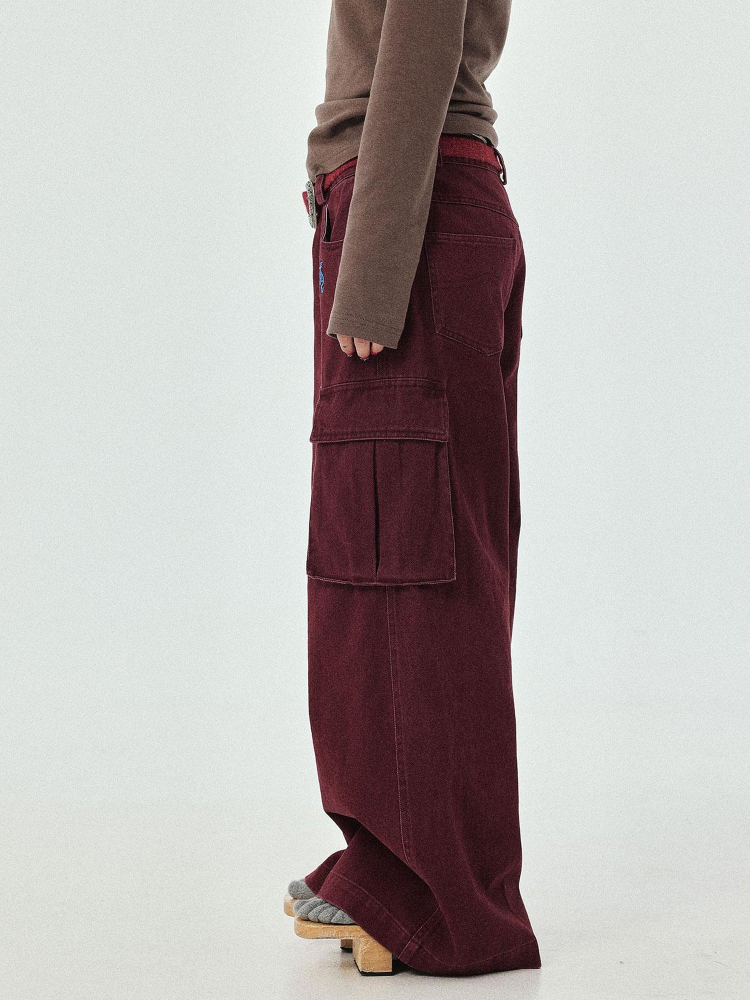 Achihara Dragon Oracle Trousers Embroidered Wide Leg Denim Pants