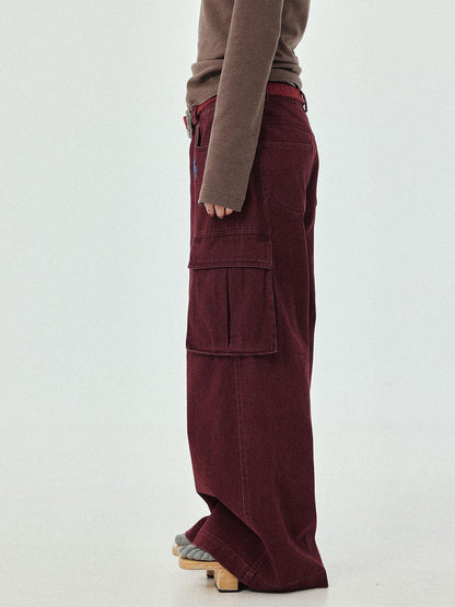 Achihara Dragon Oracle Trousers Embroidered Wide Leg Denim Pants