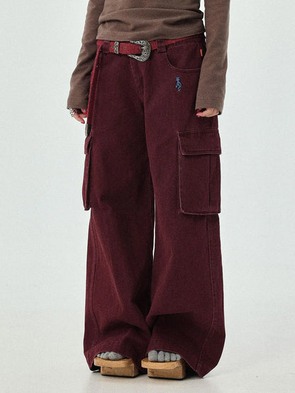 Dragon Oracle Trousers Embroidered Wide Leg Denim Pants