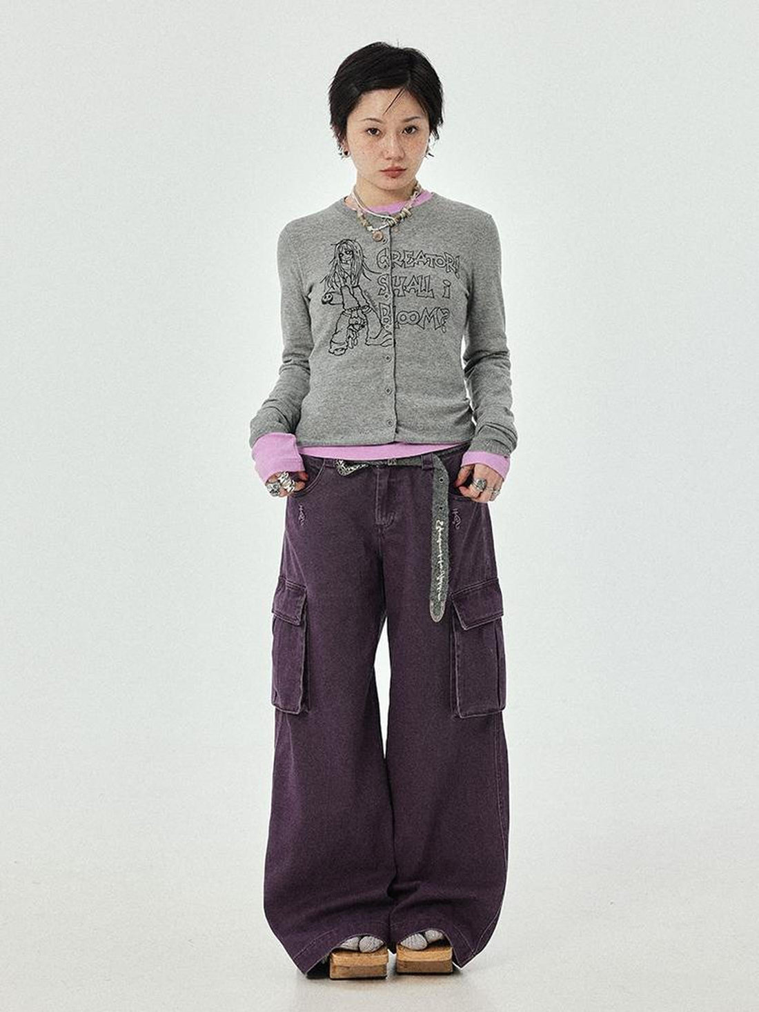 Achihara Dragon Oracle Trousers Embroidered Wide Leg Denim Pants