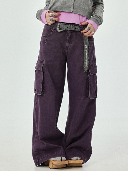 Achihara Dragon Oracle Trousers Embroidered Wide Leg Denim Pants