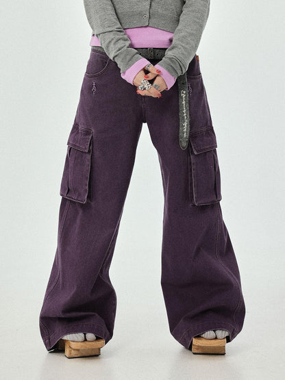 Achihara Dragon Oracle Trousers Embroidered Wide Leg Denim Pants