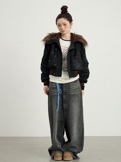 Achihara Drop Crotch Baggy Jeans Oversized Wide Leg Trousers