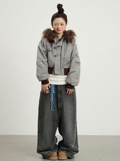 Achihara Drop Crotch Baggy Jeans Oversized Wide Leg Trousers