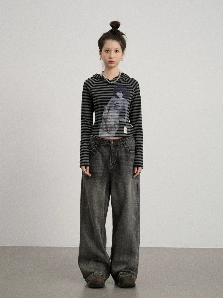 Achihara Drunk Minnie Striped Hoodie Tee-4