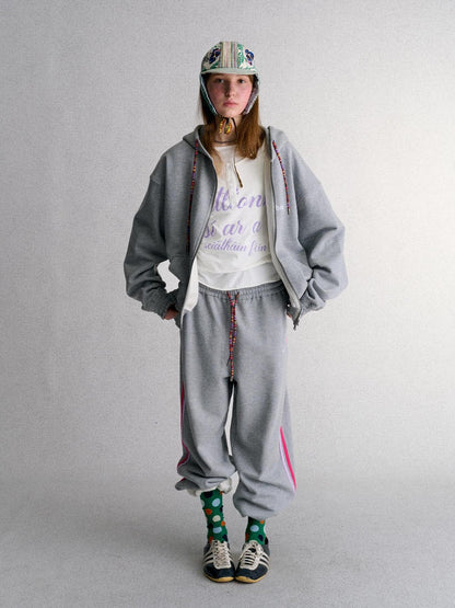 Achihara Embroidered Contrast Color Loose Fit Women&